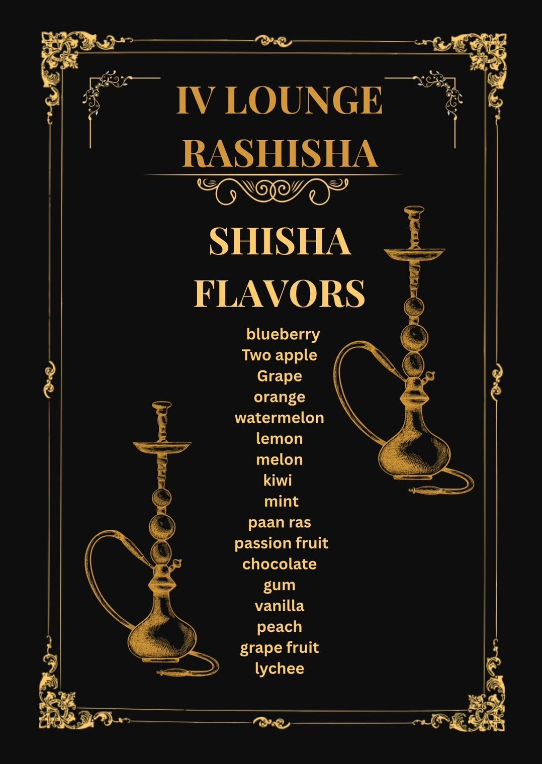 Shisha Flavors Menu
