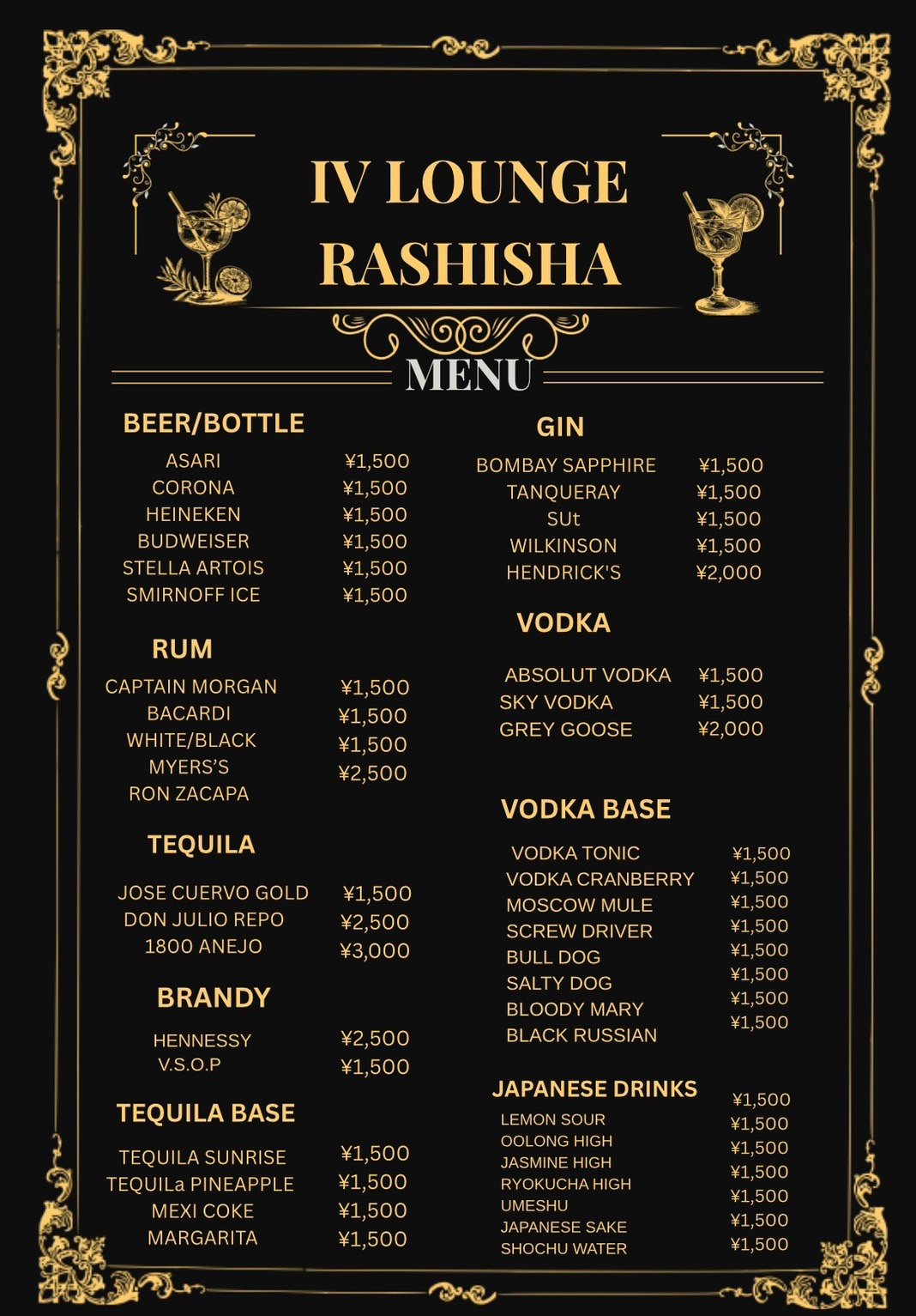 Drinks Menu